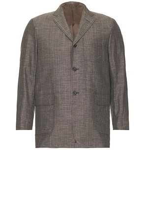 Beams Plus Jacket Linen Plaid in Grey. Size M, XL/1X.