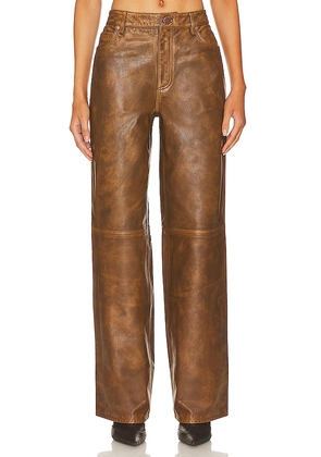 NBD Clarissa Leather Pants in Brown. Size S, XS, XXS.