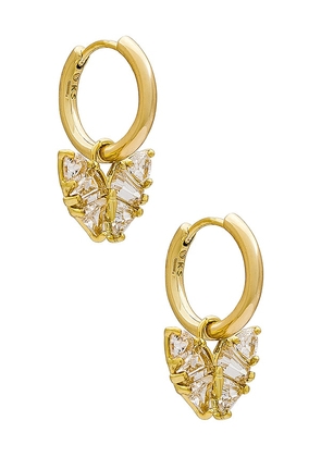 Kendra Scott Blair Butterfly Huggie Earrings in Metallic Gold.