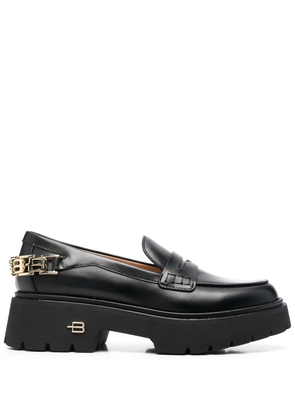 Baldinini logo chain-embellished loafers - Black