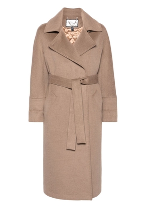 NISSA single-breasted belted maxi coat - Neutrals
