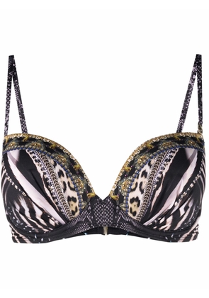 Camilla graphic-print underwired bikini top - Black