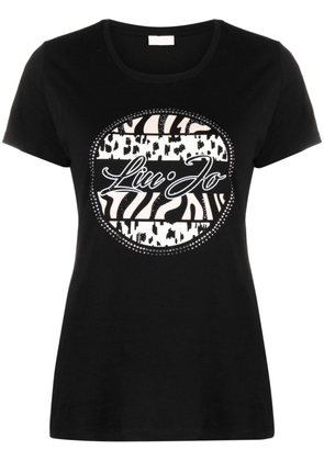LIU JO logo-print rhinestone-embellished T-shirt - Black