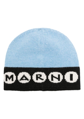 Marni logo intarsia-knit beanie - Blue