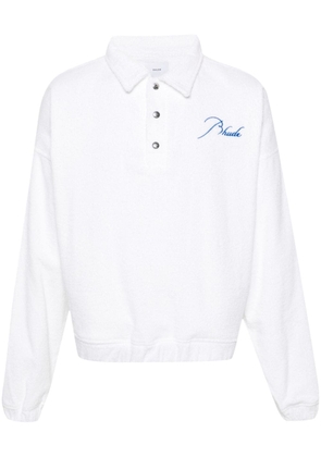 RHUDE logo-embroidered towelling-finish polo shirt - White
