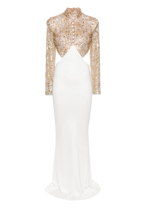 Elisabetta Franchi sequin-embellished maxi dress - White