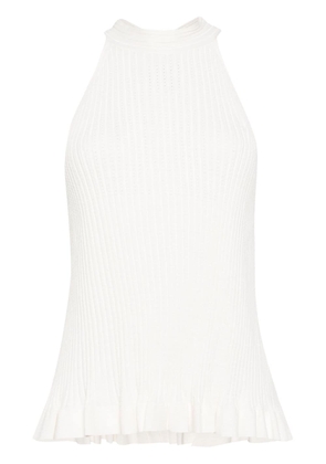 Semicouture halterneck ribbed-knit top - White
