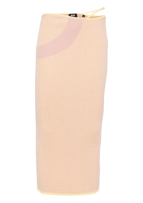 Gcds Comma logo-plaque ribbed skirt - Pink