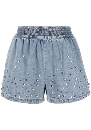 SANDRO glass-crystal-embellished denim shorts - Blue