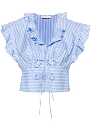 SANDRO striped cotton cropped blouse - Blue