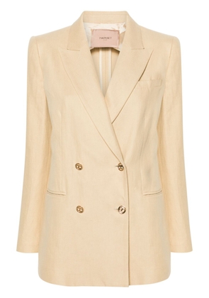 TWINSET double-breasted twill blazer - Neutrals