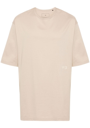 Y-3 logo-appliqué cotton T-shirt - Brown