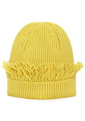 JW Anderson fringed-edge ribbed beanie - Yellow