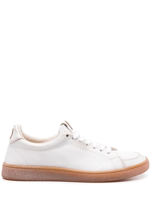 Moma metallic-sheen leather sneakers - White