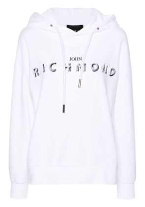 John Richmond logo-embroidered cotton hoodie - White