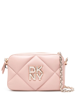 DKNY logo-plaque leather crossbody bag - Pink