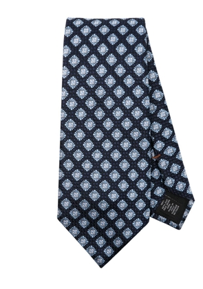 Zegna geometric-pattern silk tie - Blue