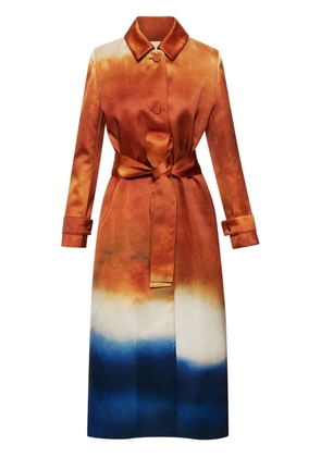 Oscar de la Renta abstract-print silk-satin trench coat - Orange