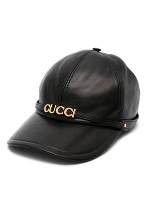 Gucci Gucci-plaque leather baseball cap - Black