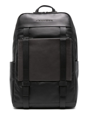 PIQUADRO 14' laptop leather backpack - Black