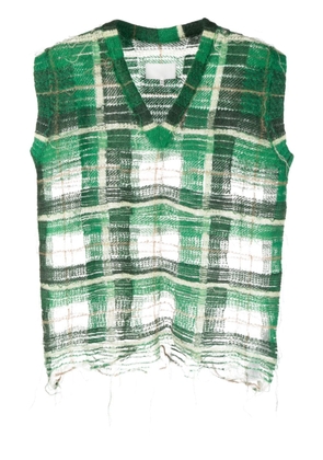 Maison Margiela distressed checked tank top - Green