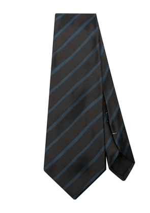Giorgio Armani Pre-Owned striped-jacquard silk tie - Black