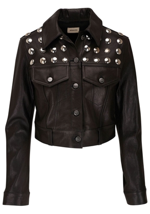 KHAITE eyelet-detailed leather jacket - Black
