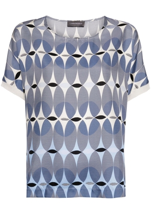 Lorena Antoniazzi geometric-print silk T-shirt - Blue