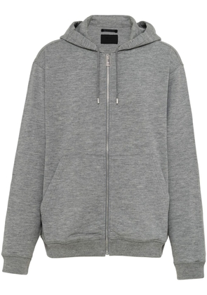 Prada triangle-logo zip-up hoodie - Grey