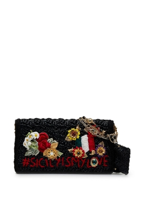 Dolce & Gabbana Pre-Owned 2016-2020 I Love Sicily straw shoulder bag - Black