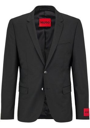 HUGO logo-patch notched-lapels blazer - Black