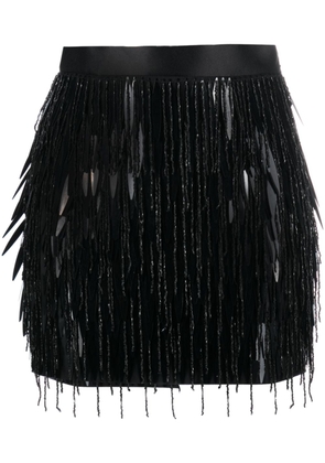 Elisabetta Franchi sequin-embellished fringed miniskirt - Black