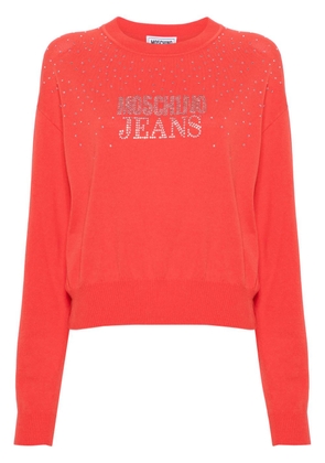 MOSCHINO JEANS logo-embellished crew-neck jumper - Red