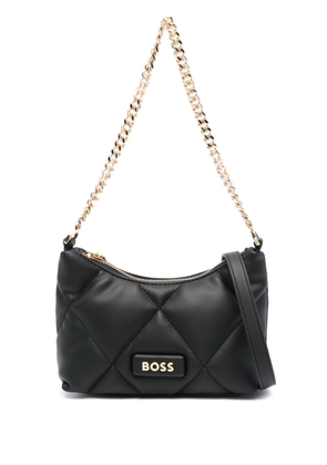 BOSS logo-lettering matelassé shoulder bag - Black