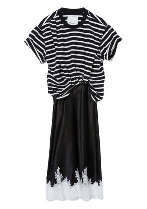 3.1 Phillip Lim stripe-print draped T-shirt dress - Black