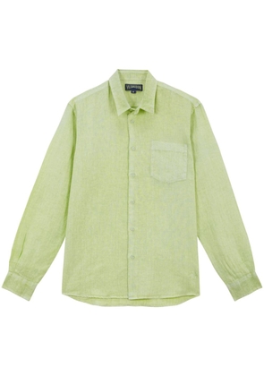 Vilebrequin logo-embroidered linen shirt - Green