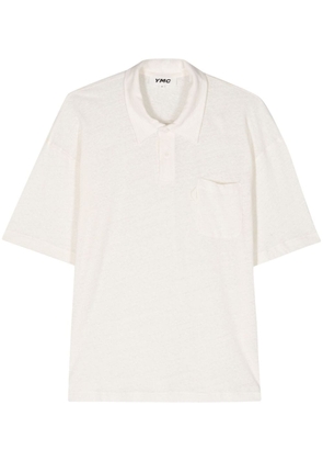 YMC Ivy linen blend polo shirt - White