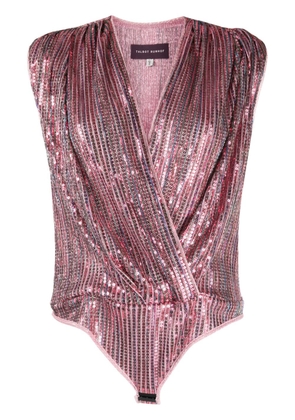 Talbot Runhof Bayadere sequin sleeveless bodysuit - Pink