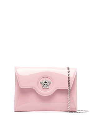 Versace Medusa-plaque patent clutch bag - Pink