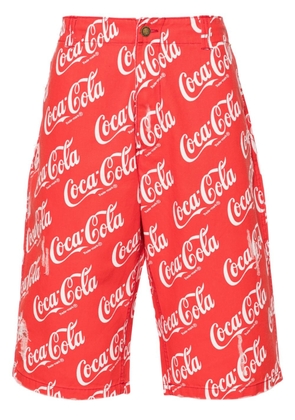 ERL Coca-Cola print cotton shorts - Red