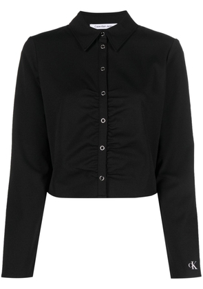 Calvin Klein Jeans embroidered-logo cropped shirt - Black