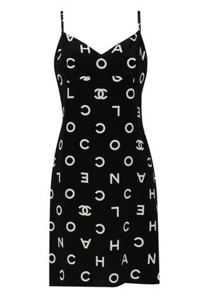 CHANEL Pre-Owned 1997 Coco-print sleeveless slip dress - Black
