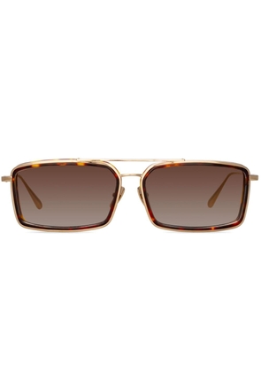 Linda Farrow tortoiseshell-effect square-frame sunglasses - Gold