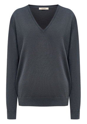 12 STOREEZ V-neck fine-knit jumper - Grey