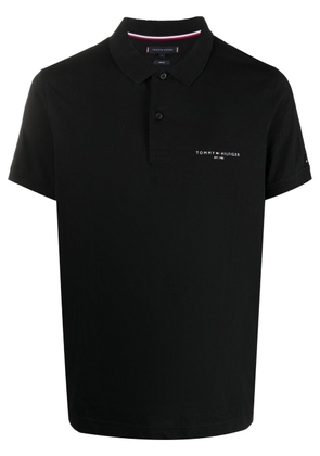 Tommy Hilfiger logo-print cotton polo shirt - Black
