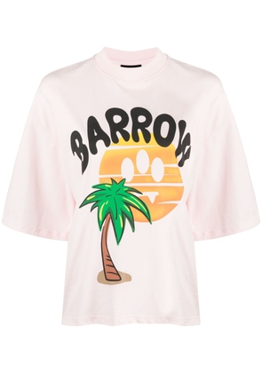 BARROW logo-print cotton T-shirt - Pink