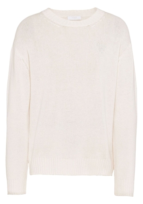 Prada logo-embroidered cashmere jumper - White