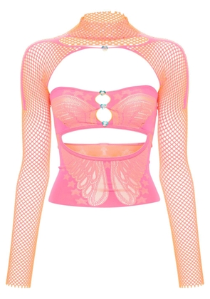 POSTER GIRL cut-out open-knit top - Pink