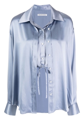 Alexander Wang layered button-up silk-satin shirt - Blue