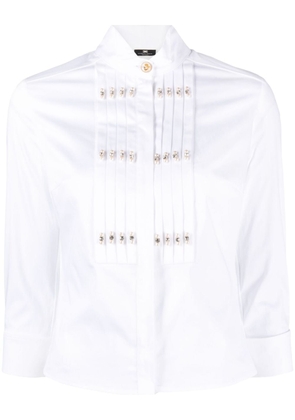 Elisabetta Franchi pearl-embellished poplin shirt - White